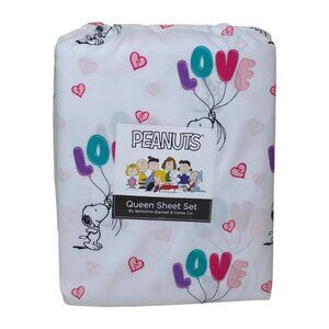 NEW 4-pc Peanuts Snoopy Love Balloons QUEEN Size Sheet Set (hearts)